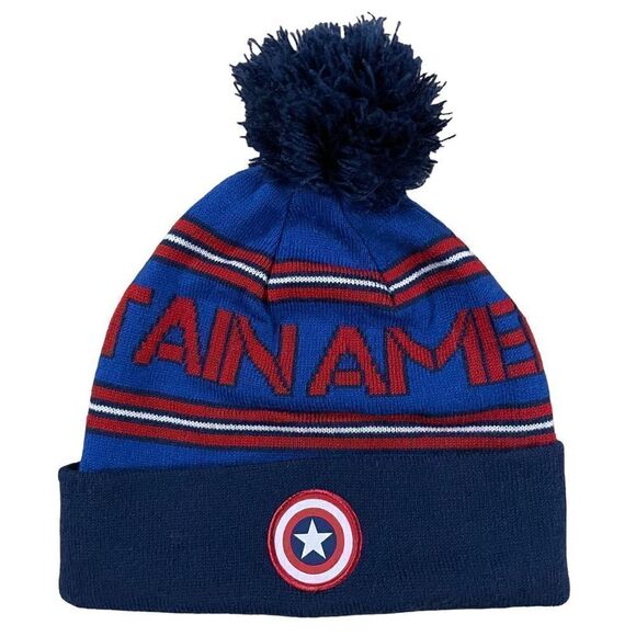 Disney ~ Captain America Beanie with Pompom - Picture 1 of 8